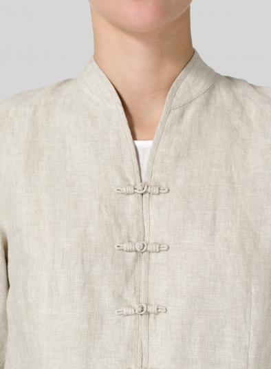 Linen Three Quarter Chinese Blouse