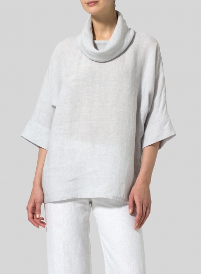 Linen Cowl Neck Top