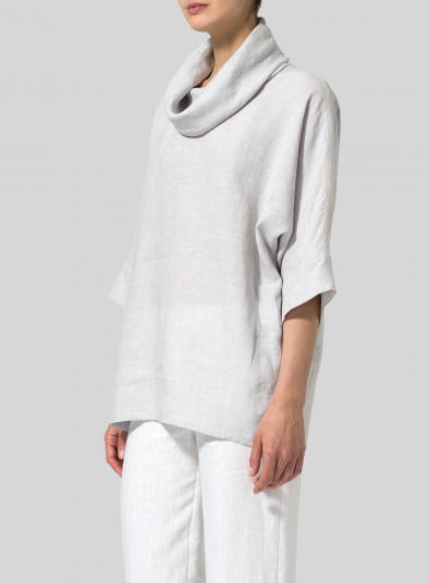 Linen Cowl Neck Top