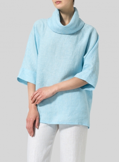 Linen Cowl Neck Top