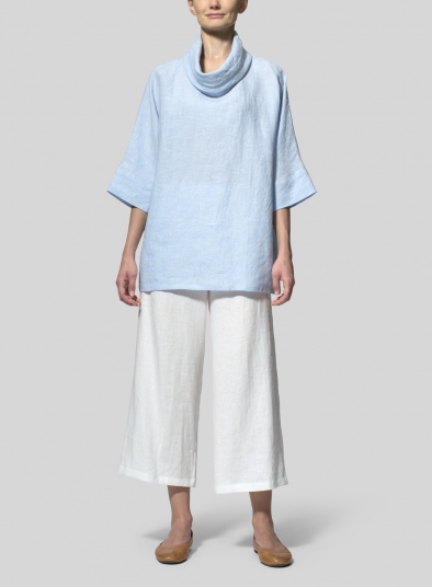 Linen Cowl Neck Top