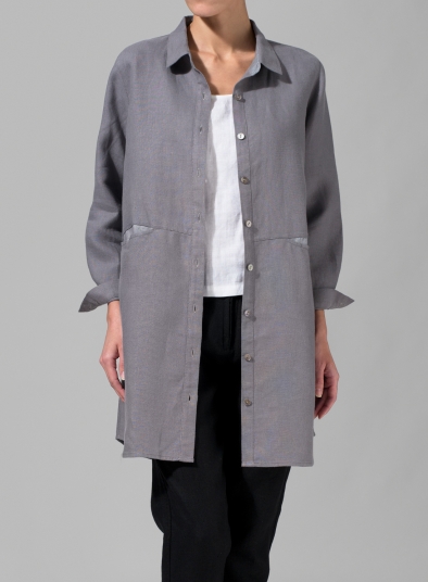 Heavy Linen Contrast Collar Shirt Jacket