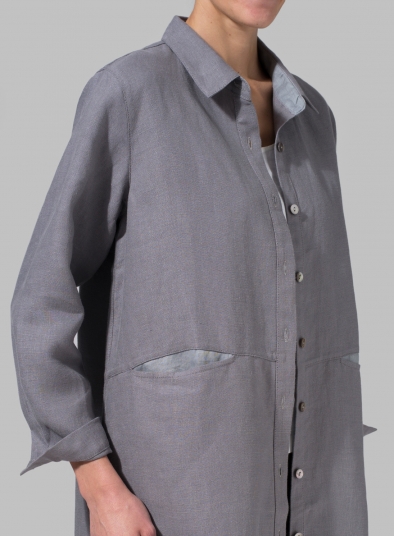 Heavy Linen Contrast Collar Shirt Jacket