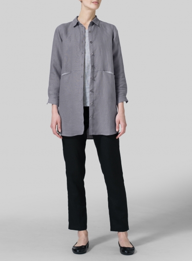 Heavy Linen Contrast Collar Shirt Jacket