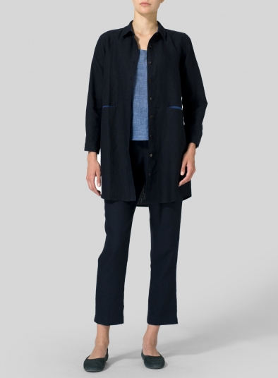 Heavy Linen Contrast Collar Shirt Jacket