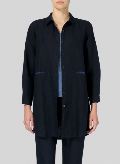 Heavy Linen Contrast Collar Shirt Jacket