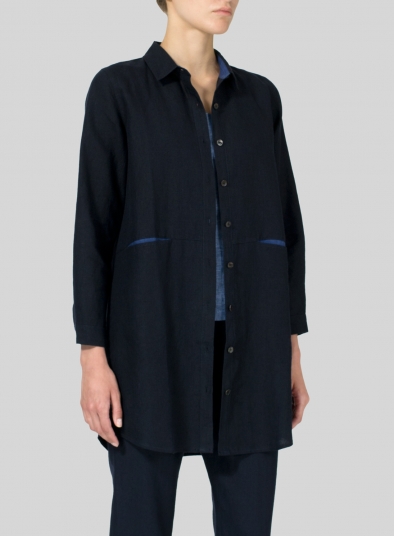 Heavy Linen Contrast Collar Shirt Jacket