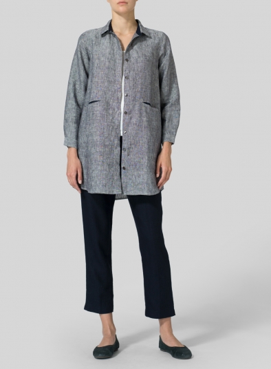 Heavy Linen Contrast Collar Shirt Jacket