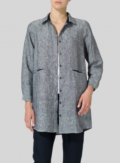 Heavy Linen Contrast Collar Shirt Jacket