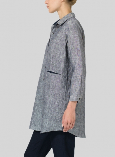 Heavy Linen Contrast Collar Shirt Jacket