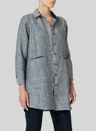 Heavy Linen Contrast Collar Shirt Jacket