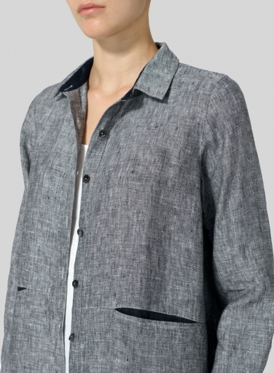 Heavy Linen Contrast Collar Shirt Jacket