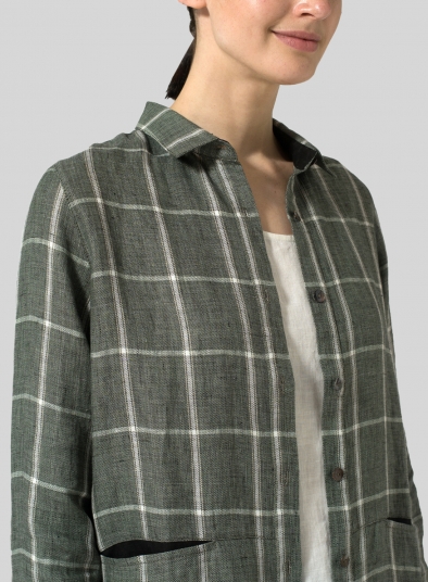 Linen Contrast Collar Shirt Jacket