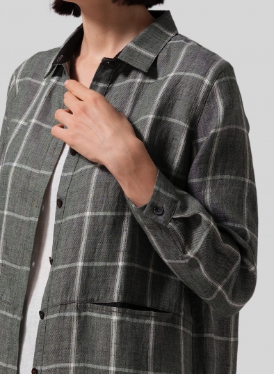 Linen Contrast Collar Shirt Jacket