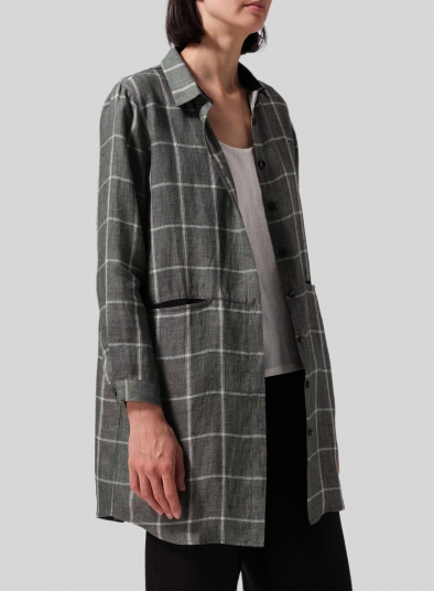 Linen Contrast Collar Shirt Jacket