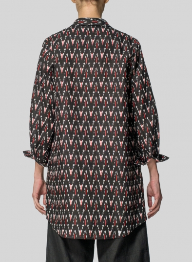 Linen Pattern Fold Over Collar Shirt Jacket