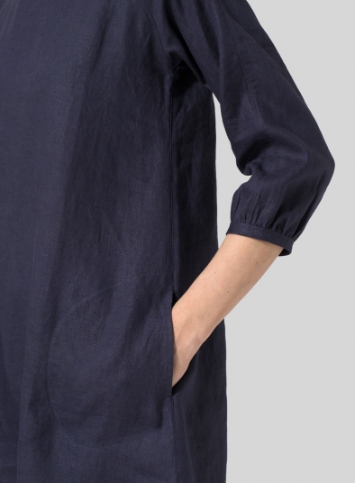 Blue Violet Linen Elbow Sleeve Tunic