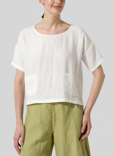 Linen Half Sleeve Top