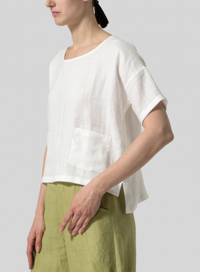 Linen Half Sleeve Top