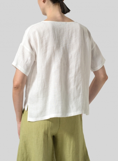 Linen Half Sleeve Top