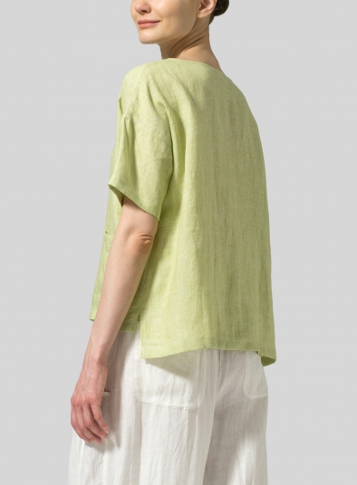 Lightweight Linen Half Sleeve Top