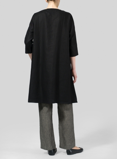 Linen Half-sleeve Monk Dress