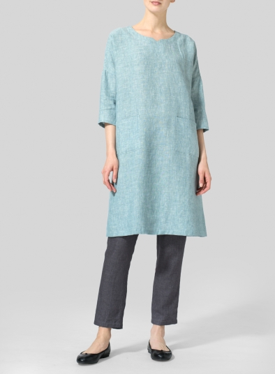 Linen Half-sleeve Monk Dress