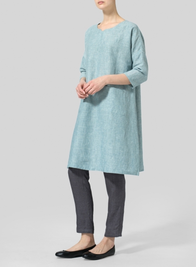 Linen Half-sleeve Monk Dress