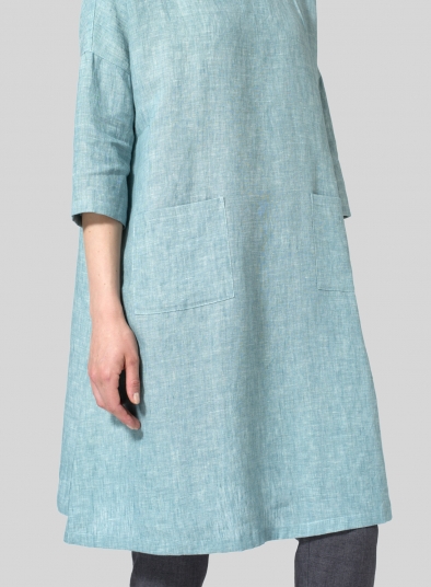 Linen Half-sleeve Monk Dress