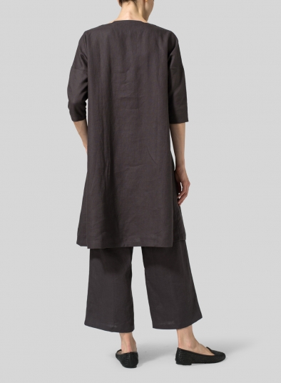 Linen Half-sleeve Monk Dress