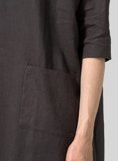 Linen Half-sleeve Monk Dress