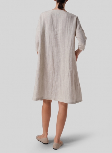 Linen Half-sleeve Monk Dress