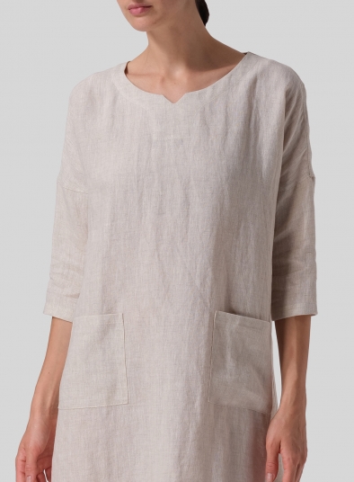 Linen Half-sleeve Monk Dress