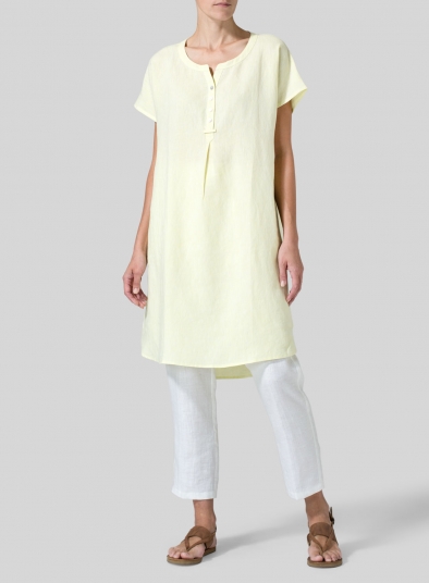 Linen Split Neck Long Tunics