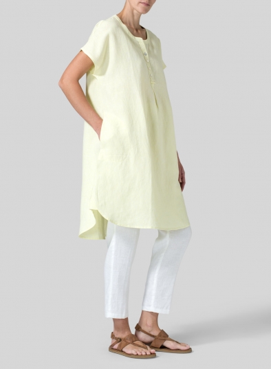 Linen Split Neck Long Tunics