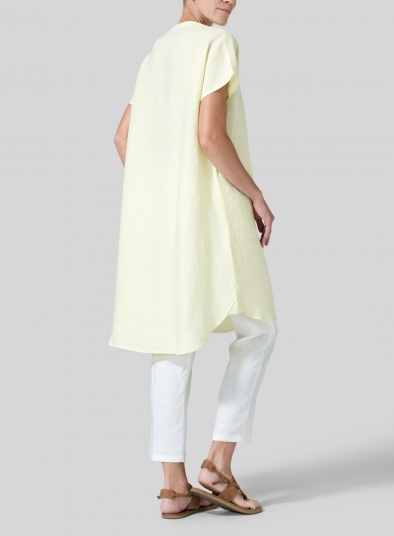 Linen Split Neck Long Tunics