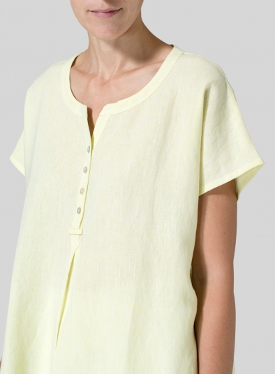 Linen Split Neck Long Tunics