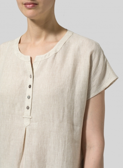 Linen Split Neck Long Tunics