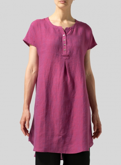 Linen Split Neck Long Tunics