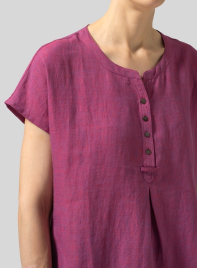Linen Split Neck Long Tunics