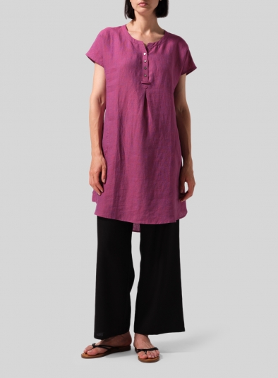 Linen Split Neck Long Tunics