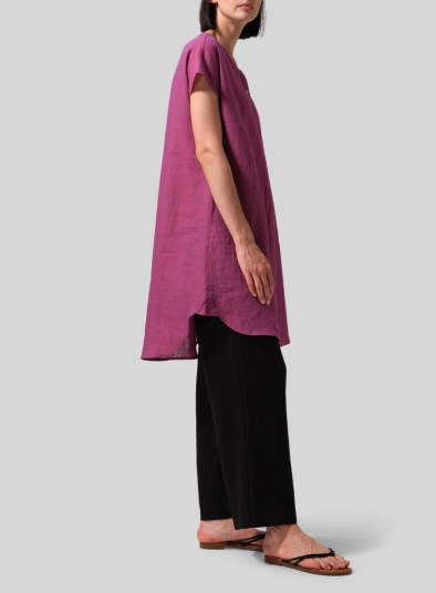 Linen Split Neck Long Tunics