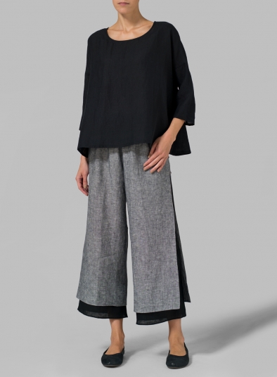 Linen Dropped Shoulder Long Top