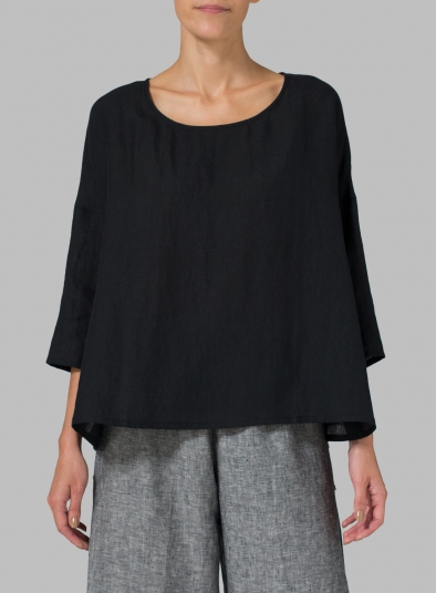 Linen Dropped Shoulder Long Top