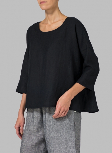 Linen Dropped Shoulder Long Top