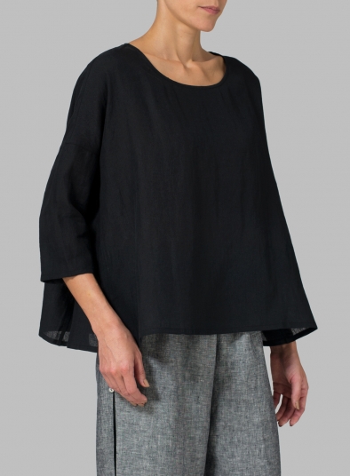 Linen Dropped Shoulder Long Top
