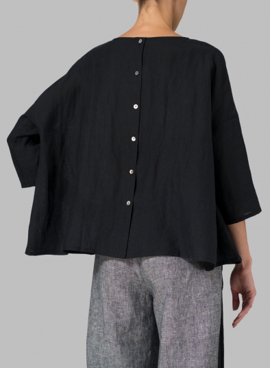 Linen Dropped Shoulder Long Top