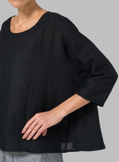 Linen Dropped Shoulder Long Top