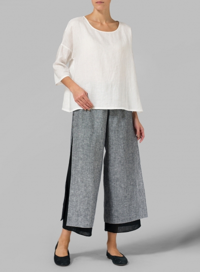 Linen Dropped Shoulder Long Top