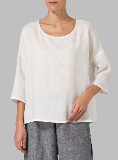 Linen Dropped Shoulder Long Top